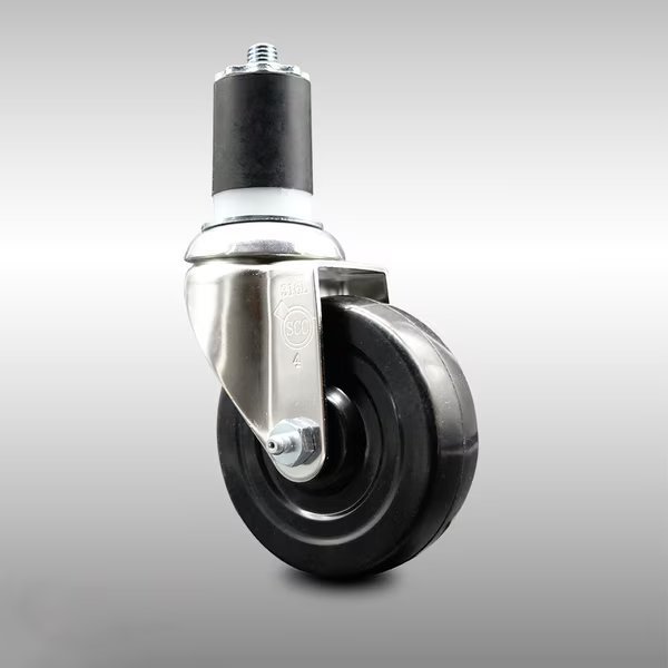 4 Inch 316SS Soft Rubber Wheel Swivel 1-7/8 Inch Expanding Stem Caster SCC, Service Caster, Mfr#: SCC-SS316EX20S414-SRS-178